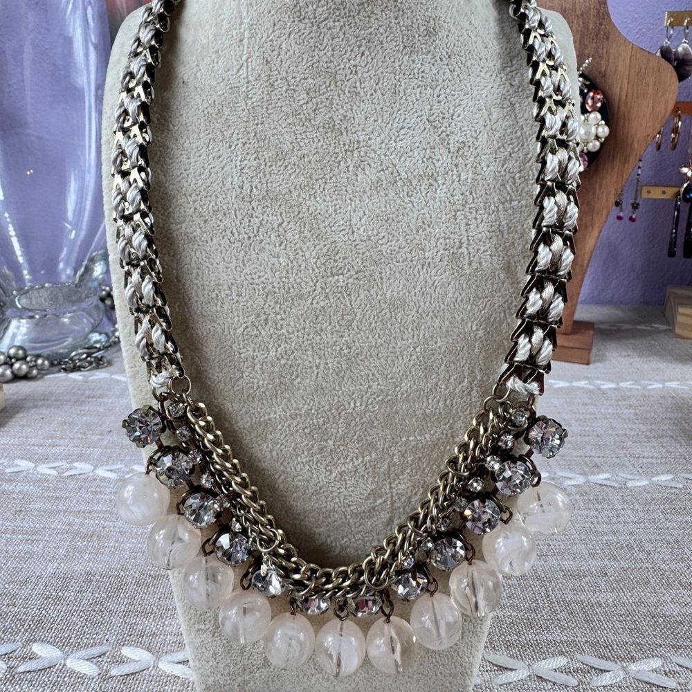 Elegant Loft Gold and Silver Necklace with Crystal Accents
